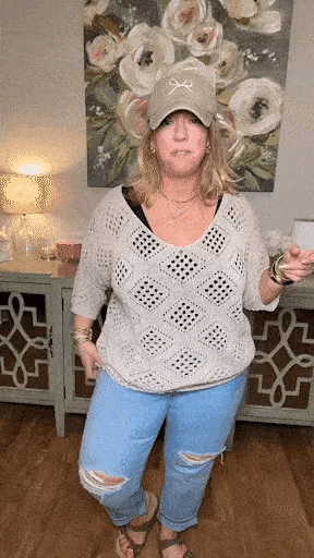 ⏰Hot Sale-Womens-Bohemian™-Inspired Beige Crochet Top with V-Neck