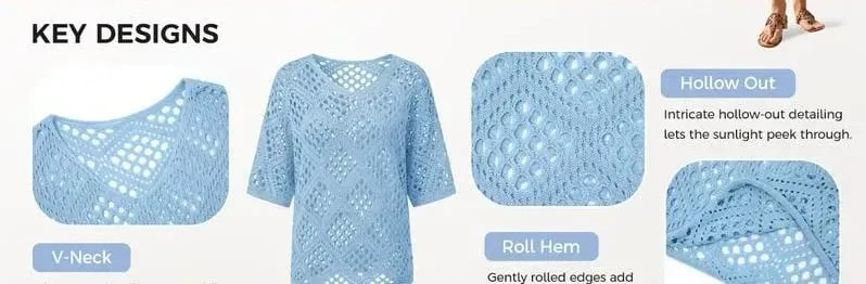 ⏰Hot Sale-Womens-Bohemian™-Inspired Beige Crochet Top with V-Neck
